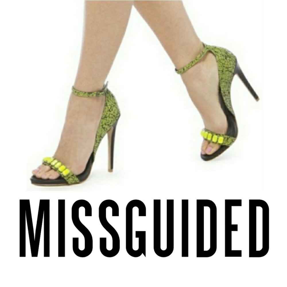 Missguided Neon Yellow Black High Heels Sandals